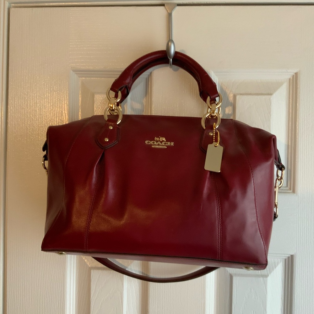 Coach Deep Red Leather Satchel